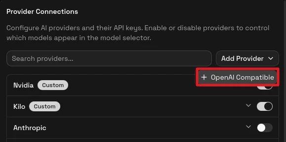 Add provider dropdown